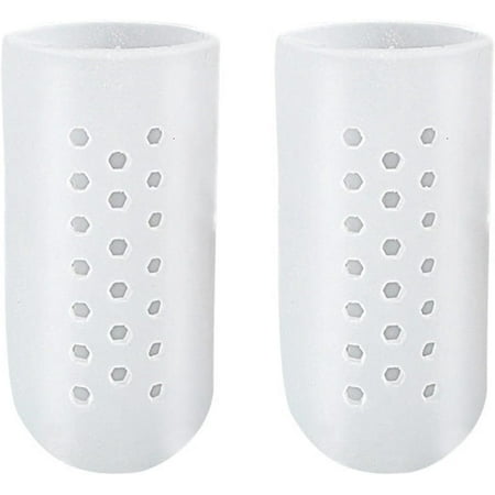 Gel Toe Protector Silicone Toe Caps Toe Sleeve Protectors Pain for Corns Blisters and Ingrowns Toenails Crystal Foot File (White, L)