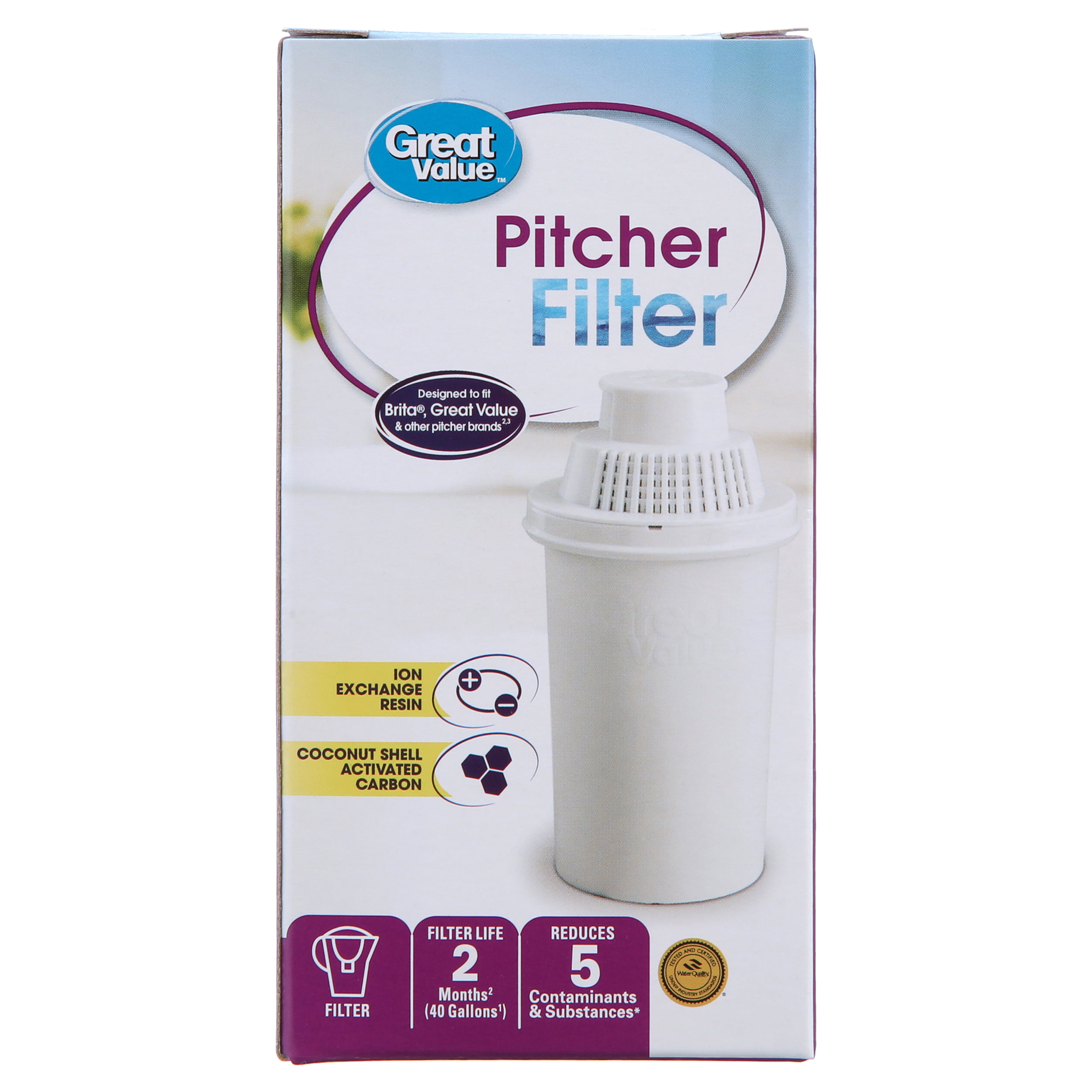 Replacement Water Filter Brita Great Value Pitcher Cartridge 
