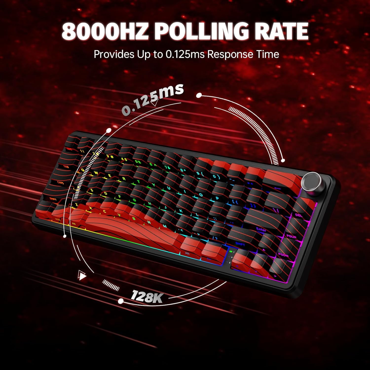 ATTACK SHARK X65PRO HE Rapid Trigger Magnetic Switches Keyboard with X11 Lightweight Mouse, Tri-mode Wireless Keyboard and Mouse Combo, 0.01mm RT Accuracy, 8K Polling Rate, 22K DPI - Red