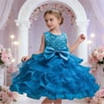 thumbnail image 2 of Miluxas Girls' Dress, Dress Party Flower Dress,Bridesmaid for Wedding,Birthday Party,Photoshoot, Special Occasion Sky Blue 6-7 Years, 2 of 5