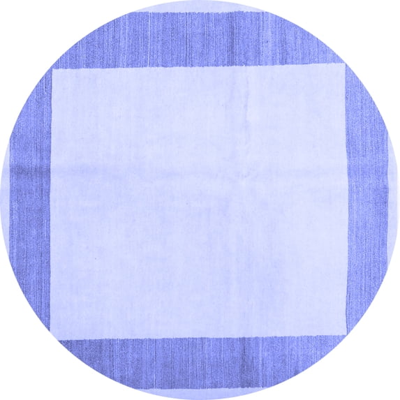 Ahgly Company Indoor Round Solid Blue Modern Area Rugs, 7' Round