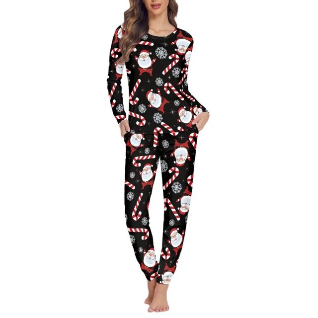 Conjunto de pijama de Navidad para mujer, ropa de dormir cálida de manga larga, Jersey informal, traje de pantalón para mujer, otoño e invierno, envío directo