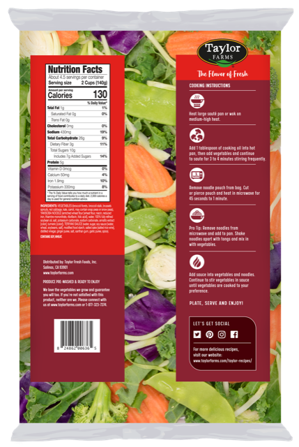 Taylor Farms Teriyaki Vegetable Meal Kit With Noodles 23oz Walmart Com