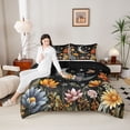 thumbnail image 4 of Homewish Floral Butterflies 3 Pieces Queen Comforter Set For Female Men Adults,Stars Sky Moon Ultra Soft Bedding Sets,Chic Flowers Bedding Comforter Set,Ultra Soft Home Decor,Reversible, 4 of 8