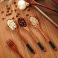 thumbnail image 4 of Wooden Spoons Forks Set Japanese Style Wooden Utensils Set for Eating Wood Flatware Set Reusable (Black Cords,20 Pieces), 4 of 5