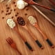 thumbnail image 4 of Juego de cucharas y tenedores de madera, juego de utensilios de madera de estilo japonés para comer, juego de cubiertos de madera reutilizables (cordones negros, 20 piezas), 4 of 5