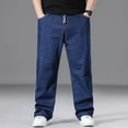thumbnail image 2 of Plus Size Baggy Jeans for Men Stretchy Straight Loose Jeans Drawstring Waist Pull On Denim Sweatpants, 2 of 7