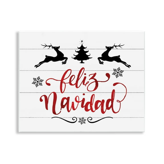 Stupell Industries Feliz Navidad con Renos Holiday Painting Unframed Art Print Wall Art, 14 x 11