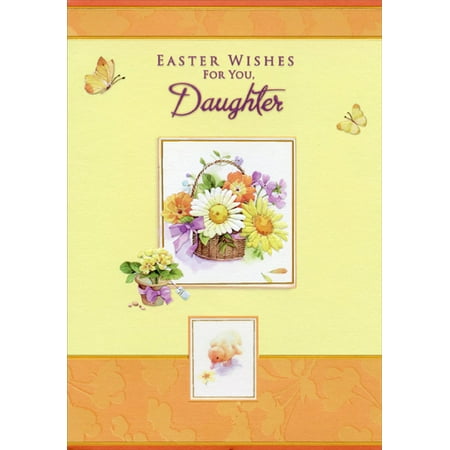 Chick Easter Basket - Designer Greetings Floral Basket and Chick in Frames: Daughter Easter Card