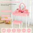 thumbnail image 5 of Spaco Kids Vanity Princess Makeup Dressing Table Stool Set with Mirror and Drawer-Pink, Girls Vanity for Girls Kids, 5 of 7