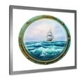 thumbnail image 2 of Designart 'Ship In Stormy Ocean Through Cabin Window' Nautical & Coastal Framed Art Print, 2 of 4