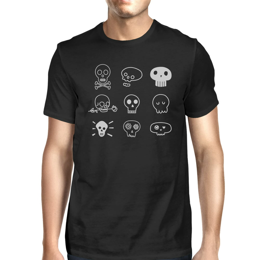 365 Printing - Skulls T-Shirt For Halloween Mens Black Graphic Tee ...