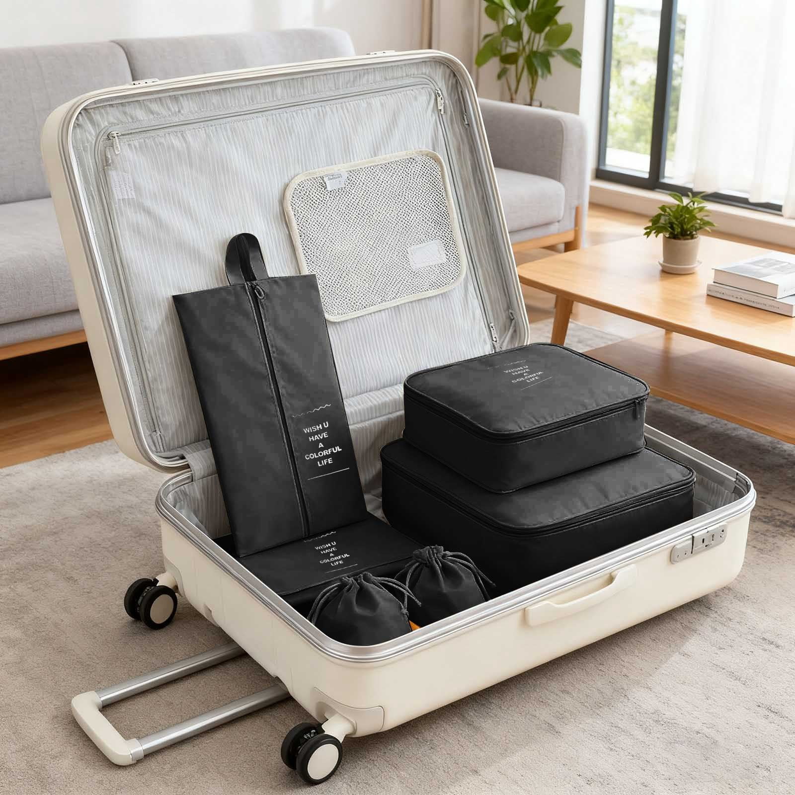 ZZERHUOO Packing Cubes For Travel 10Pcs Travel Cubes Set Foldable Suitcase Organizer Lightweight Luggage Storage Bag Better And Gardens Comforter Organizer Large Cloth Storage under The Bed Storage