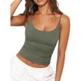thumbnail image 1 of Top corto REORIA para mujer, sexy, cuello redondo, verde grisáceo, 1 of 6