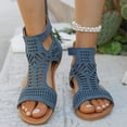 thumbnail image 2 of Womens Wedge 2026 Sandals Cute Wedge Heels Spring Open Toe Trendy Casual Walking Shoes Comfortable Cut out Summer Cover Dressy Ankle Boots Blue Size 7.5, 2 of 6