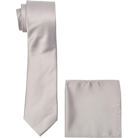 Stacy Adams Men's Satin solid Tie Set One Size Silver