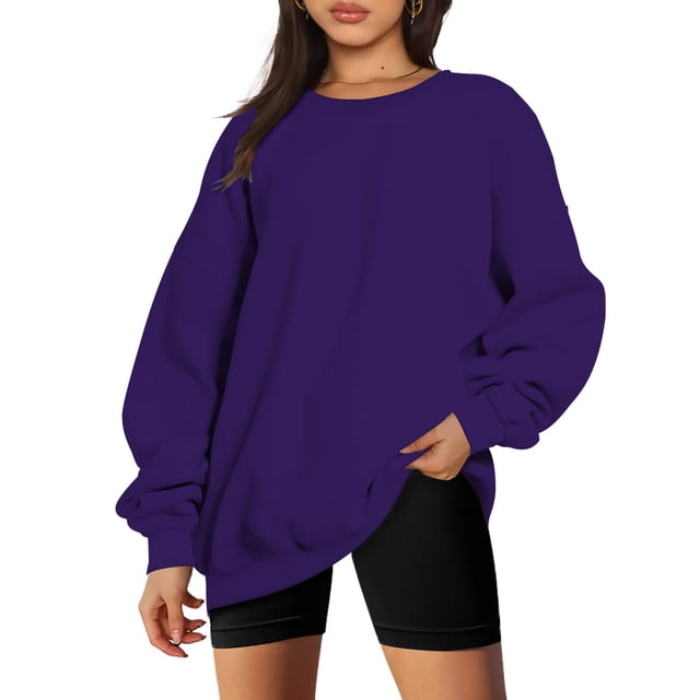 Puntoco moda mujer manga larga cuello redondo sudadera suelta blusa sólida tops Puntoco Puntoco-4470