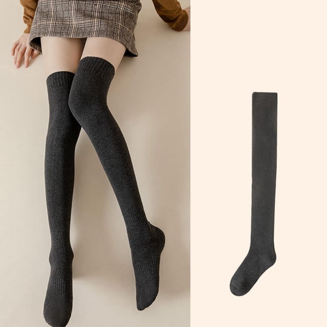 Chaussettes Mi-Longues pour Femmes Femmes Randonnée Chaudes Hiver Épaisses Chaudes Confortables Bottes Bas Bas de compression Gris