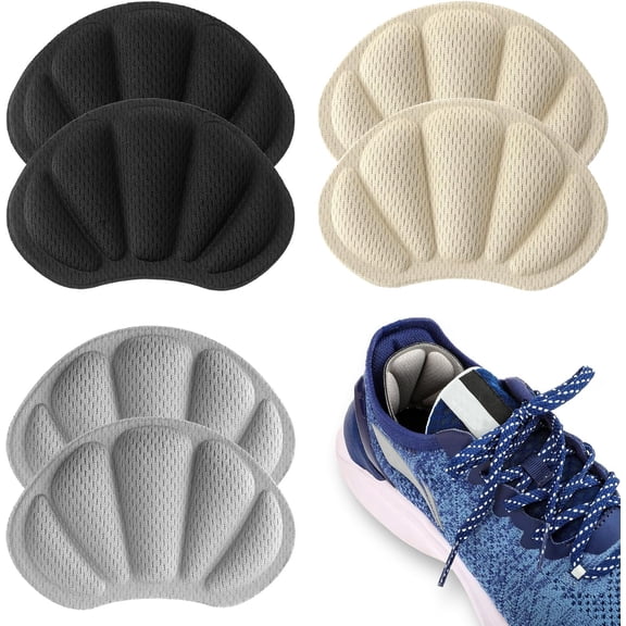 Back Of Shoe Heel Inserts, 6Pcs Mesh Self-Adhesive Heel Cushion Pads For Women Men, Heel Cushion Inserts Prevent Shoes Too Big Anti Blister Shoe Liners Heel Protectors