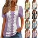 thumbnail image 1 of Tops sin mangas,Camisa informal de manga corta con botones para mujer, cuello en V, mezcla de poliéster y elastano suave, corte holgado para uso diario, sopatenor, 1 of 8