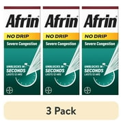 (3 pack) Afrin No Drip Severe Congestion Pump Mist Nasal Spray, 12 Hour Congestion Relief, 15 mL