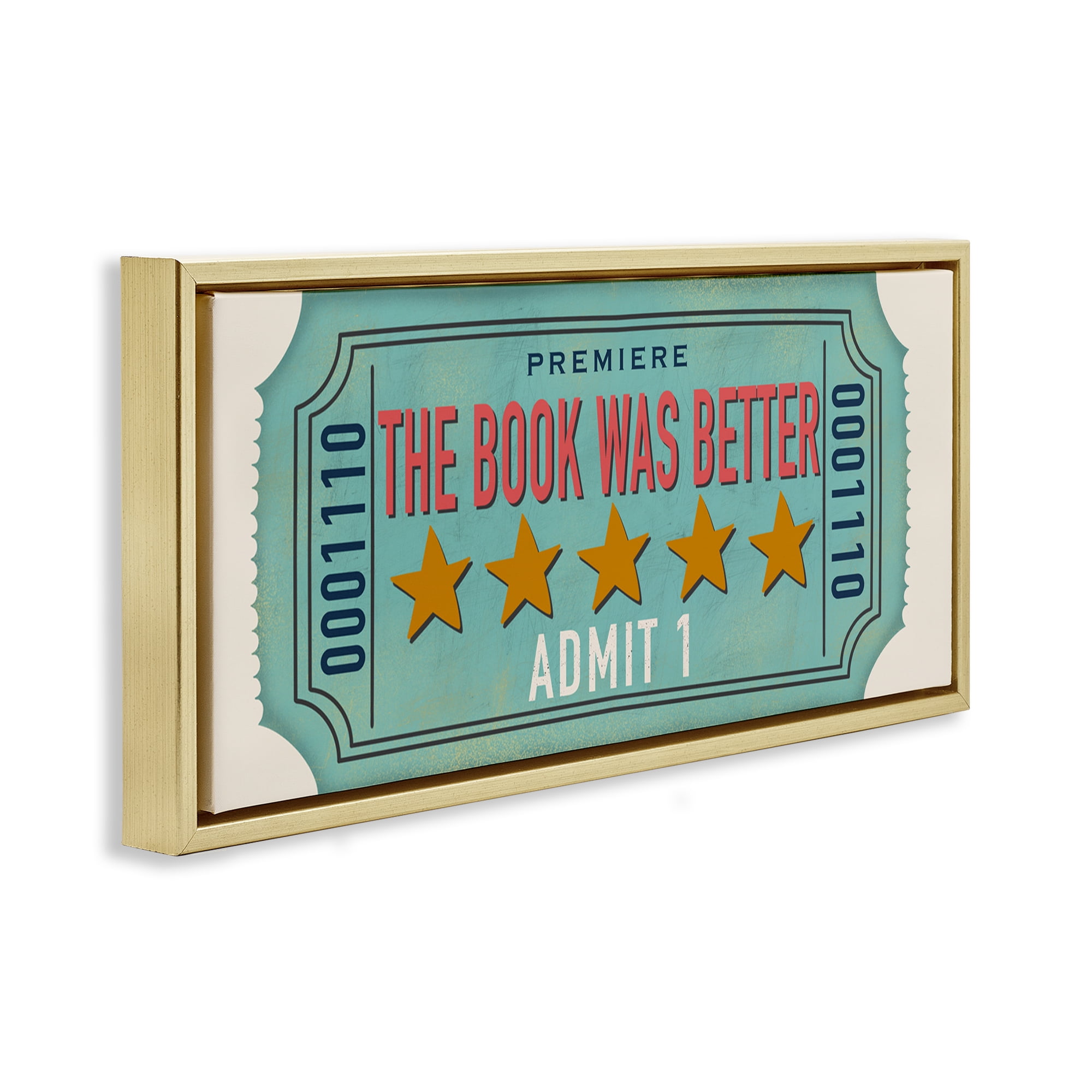 Stupell Industries The Book Was Better Gold Framed Floater Canvas Wall Art, design by Julia Frost