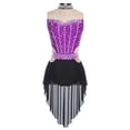 thumbnail image 3 of Haitryli Women Sparkly Sleeveless Lyrical Dance Dress High-Low Mesh Skirted Leotard Gymnastic Purple XXL, 3 of 5