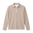 thumbnail image 3 of OGLCCG Boys School Uniform Long Sleeve Shirts,Size 11-12,1/4 Zip Lapel Collar Shirts for Kids,Lightweight Pullover Tops,Khaki, 3 of 7