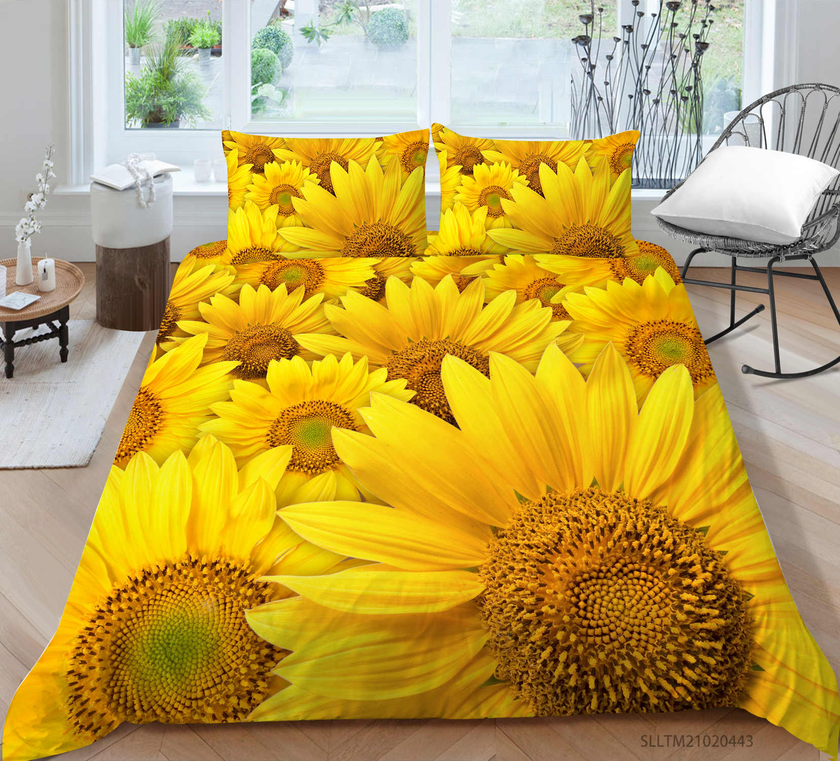 wenjialing Fashionable 3D Sunflowers Printing Duvet Cover Set Highend