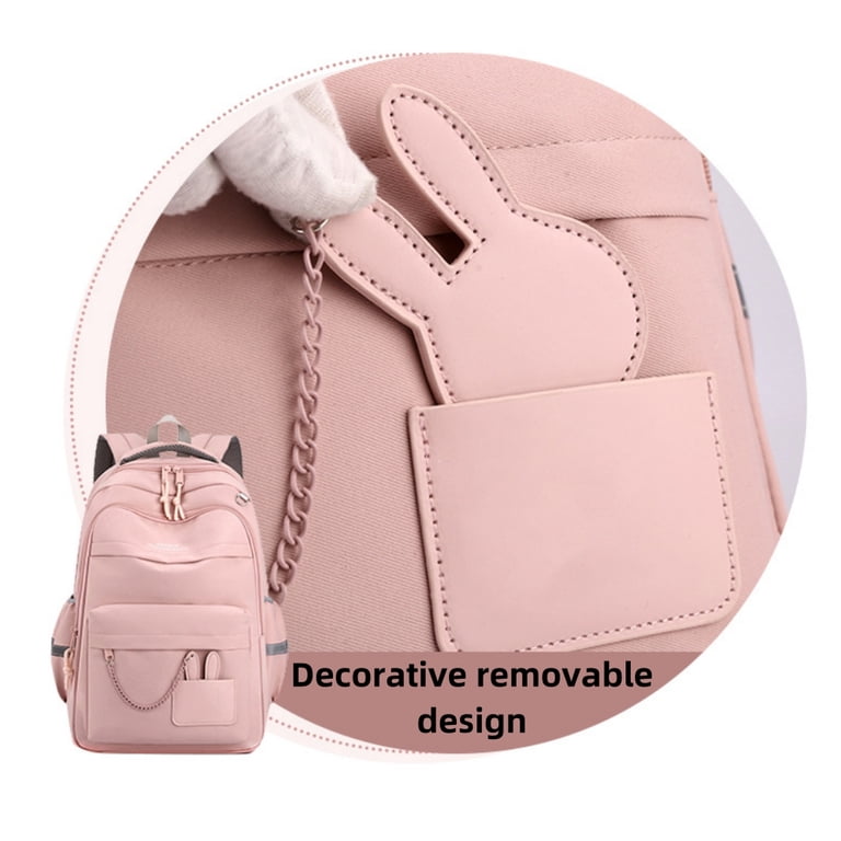 Tyethy School Backpack for Girls, 15.6" Laptop, Pink Rabbit Design photo 6