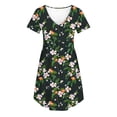 thumbnail image 6 of ZHYou Nightgowns for Women Short Sleeve V Neck Pleated Flowy Sleep Shirts Casual Soft Comfy Printed Sleepwear Dresses Black XL, 6 of 7