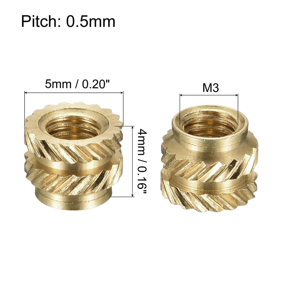 PRIME - 120Pcs M3 Female Brass Knurled Threaded Insert Embedment Nut For 3D Printer