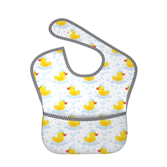 Hirioo Yellow Rubber Duck for Baby Waterproof Pocket Bib Adjustable Closed for Babies Toddlers with Large Pocket 6-24Months