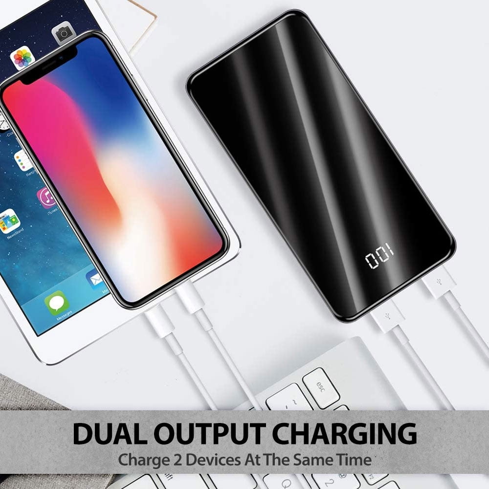 Portable Power Bank Fast Cell Phone Battery Charger, Black