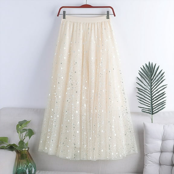Starry Skirt With Sequins Women’s High Waist Long A Line Midi Skirt Elegant Sheer Maxi Dress For Party And Evening Wear 80s Skirt Preppy Skirts Denim Skirts plus Size Leather Pencil Skirt Skirt with