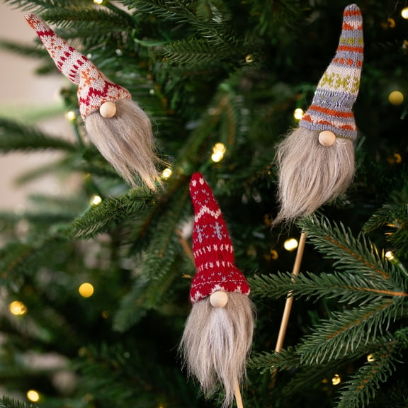 Gnome with Nordic Hat Christmas Picks - 11.25" - Set of 3