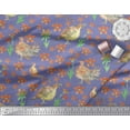 thumbnail image 2 of Soimoi Purple Cotton Duck Fabric Bird & Floral Printed Fabric 1 Yard 42 Inch Wide, 2 of 3