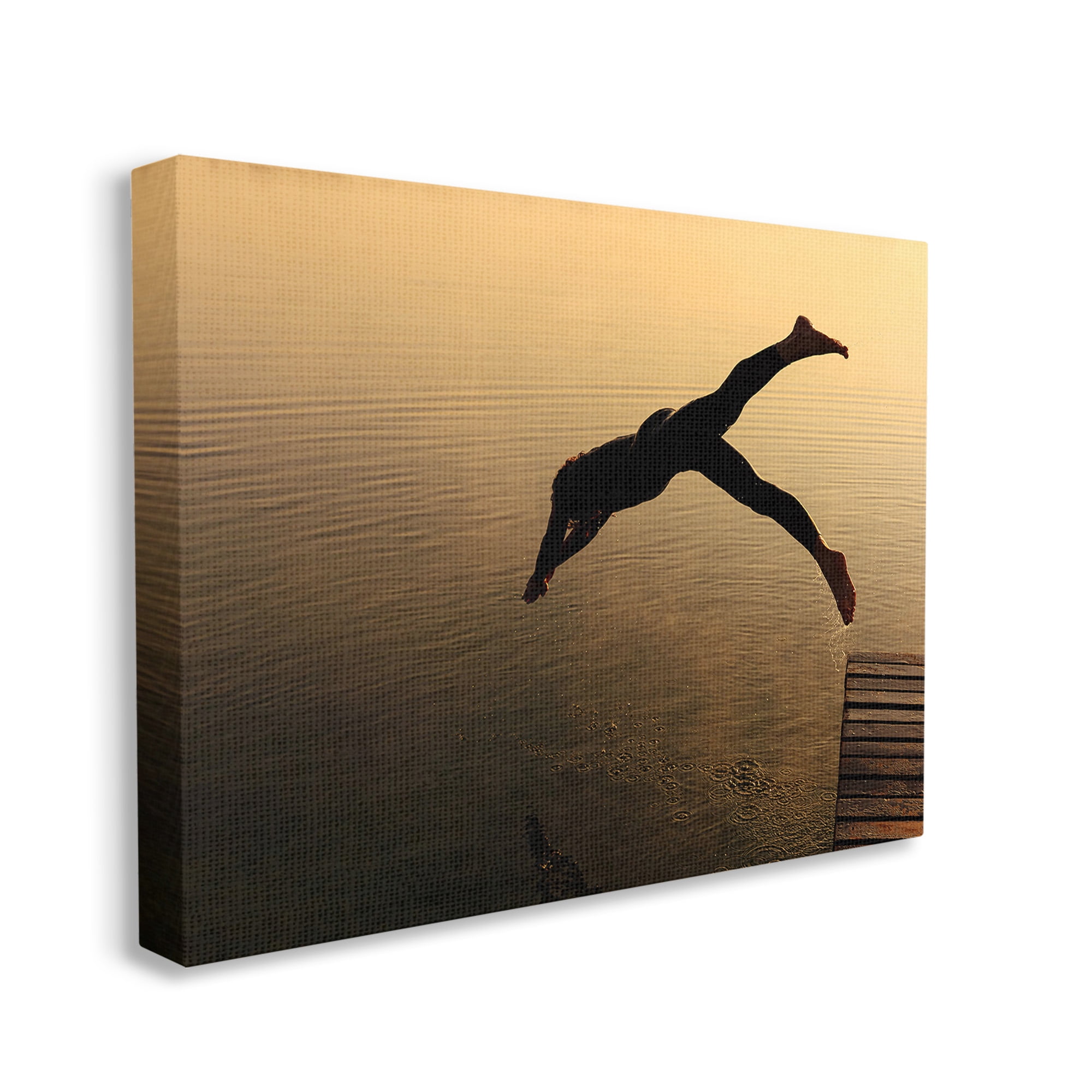 Stupell Industries Diving Off Dock Silhouette Novelty Photography Gallery Wrapped Canvas Art Print Wall Art, 48 x 36
