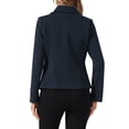 thumbnail image 3 of INSPIRE CHIC Women's Contrast Turn Down Collar Pocket Single Breasted Winter Peacoat L Dark Blue, 3 of 6