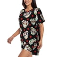 thumbnail image 2 of Fuzoiu PUG Print Women's Short-Sleeved Pajama Set,Lounge Sleepwear Set,Womens Pajama Sets 2 Piece,Button-Up Top and Shorts with Pockets-3X-Large, 2 of 7