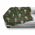 thumbnail image 3 of Geometric Soft Flannel Fleece Throw Blanket, Santa Claus Holding Present Bag on Vibrant Background Happiness, Cozy Plush for Indoor and Outdoor Use, 50" x 60", Green Ruby White, by Ambesonne, 3 of 6