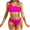thumbnail image 1 of Ersazi Womens Bathing Suits Lady Containing Chest Pad Solidt Bikini Set Two Piece Swimsuit On Clearance Hot Pink L, 1 of 5