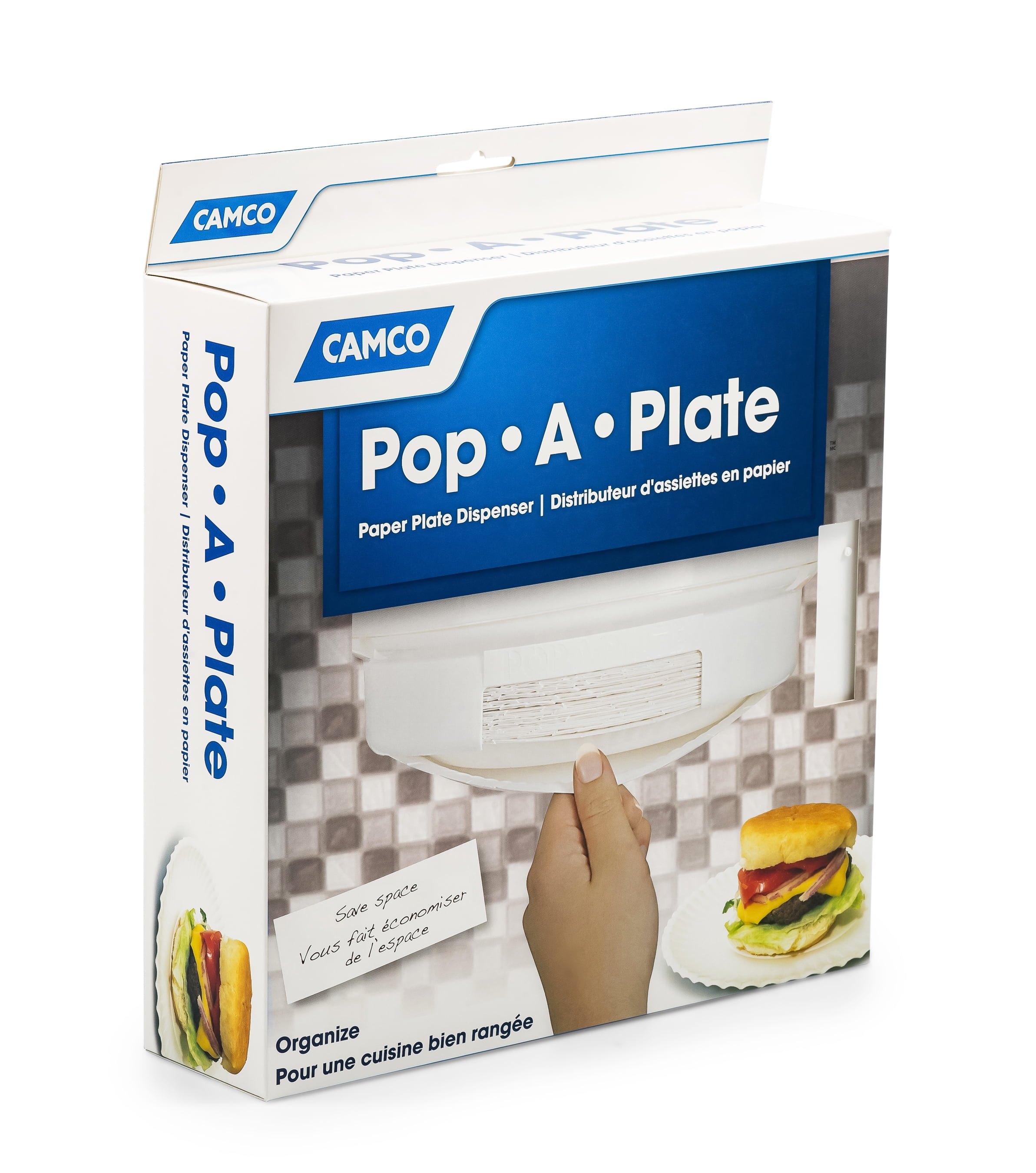 Camco 9-inch Pop-A-Plate Plastic Plate Dispenser | Ideal for Compact  Spaces, RVs and Trailers | Mounts Under Cabinets or Shelves | Black (57006)