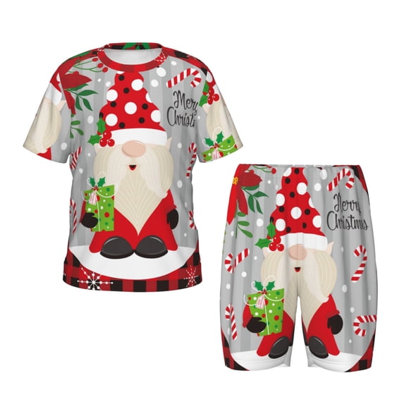 Balery Gnome And Buffalo Plaid Conjunto de Pijama Infantil de Manga Corta con Estampado – Ropa de Dormir de Algodón Suave-Large