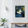 thumbnail image 3 of COMIO Bathroom Wall Art Starry Night Picture Cat with Bandaged Ear Funny Canvas Print Abstract Famous Painting Framed Artwork for Home Bedroom Living Room Office, 3 of 4