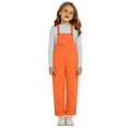 thumbnail image 3 of ZLBDYG Baggy Bib Overall for Girls Straight Leg Jumpsuit Wide Leg Suspender Pants Preppy Solid Pocket Dungarees Pants, 3 of 7