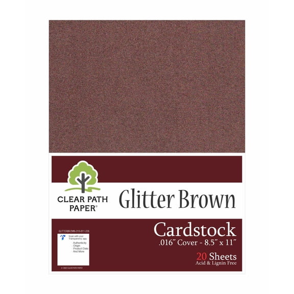 Glitter Brown Cardstock - 8.5 x 11 inch - .016" Thick - 20 Sheets - Clear Path Paper