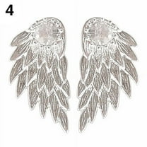 Grandest Birch 1 Pair Women Xmas Gift Angel Wings Rhinestone Inlaid Stud Earrings Alloy, Rhinestone Silver