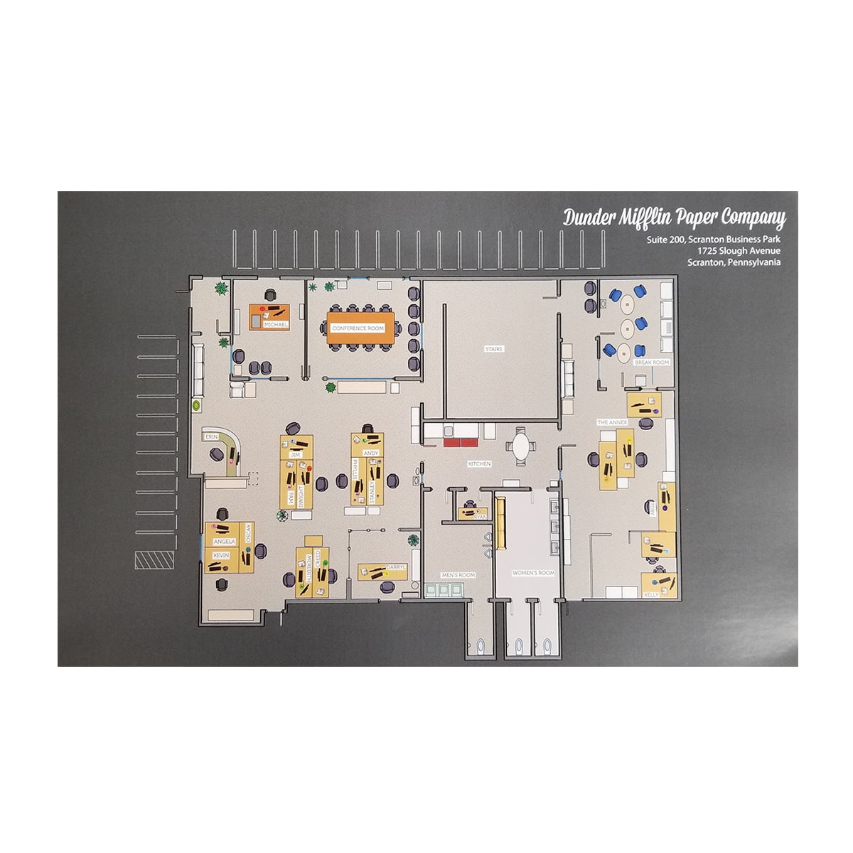 Office” layout of Dunder Mifflin paper products - Maps on the Web