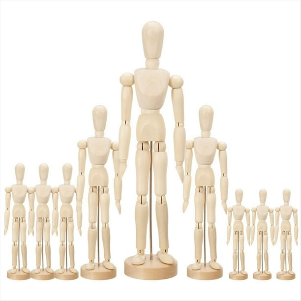 9 Piezas Modelo de Maniquí de Artista Maniquí de Madera Dibujo Modelo de Figura Móvil con Soporte Maniquí Articulado Flexible